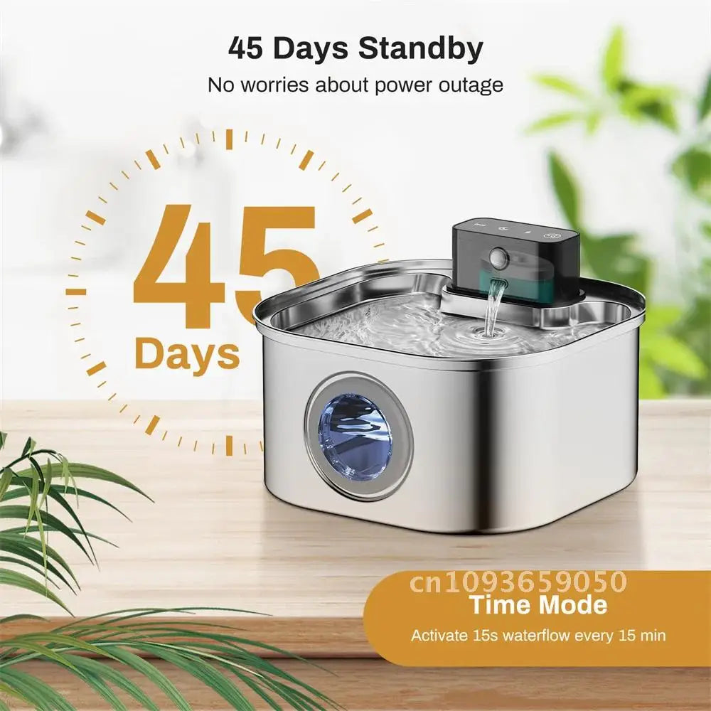 3L 5V Dogs Automatic Stainless Steel Rechargable Water Fountain Cat Drinker Sensor Pet Wireless Bowls Dispenser 4000mAh Battery