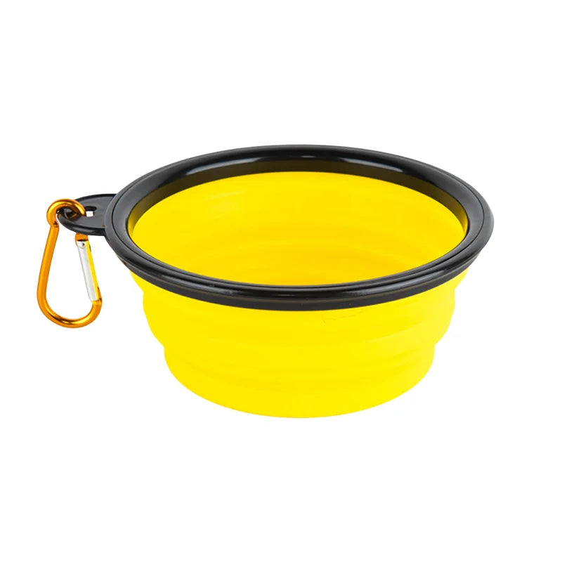 Portable Silicone Pet Bowl - Collapsible Dog Food & Water Dish with Carabiner, Summer Camping Feeder for Outdoor Travel