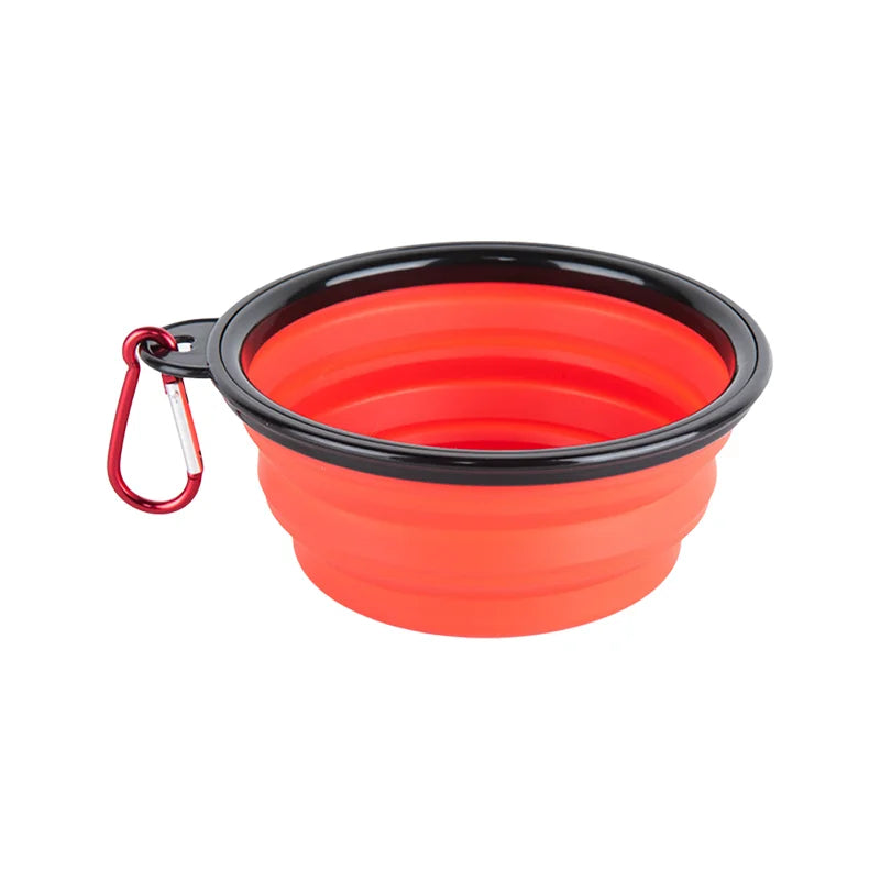 Portable Silicone Pet Bowl - Collapsible Dog Food & Water Dish with Carabiner, Summer Camping Feeder for Outdoor Travel