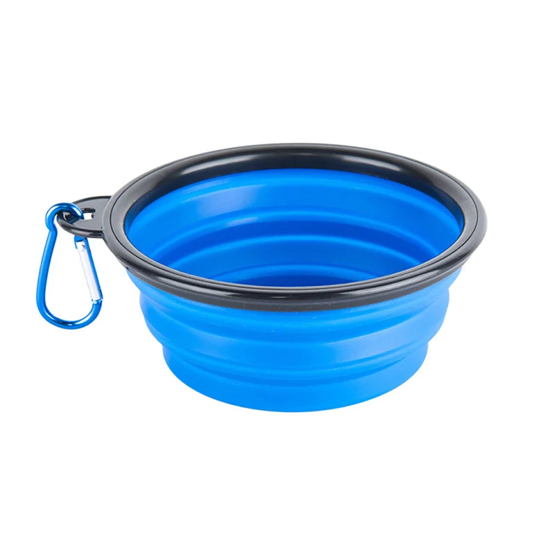 Portable Silicone Pet Bowl - Collapsible Dog Food & Water Dish with Carabiner, Summer Camping Feeder for Outdoor Travel