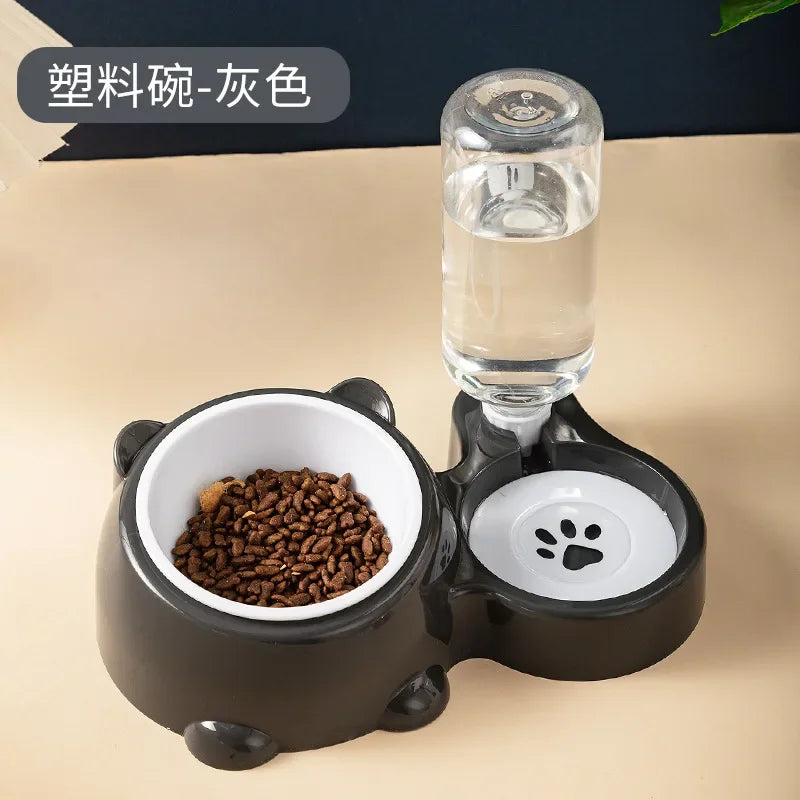 Pet Bowl Red Panda Bowl Pet Stainless Steel Dog Double Bowl Automatic Feeding and Drinking Fountain