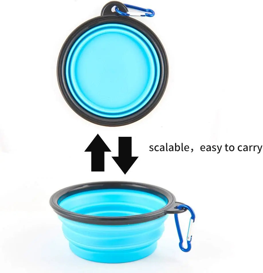 Portable Silicone Pet Bowl - Collapsible Dog Food & Water Dish with Carabiner, Summer Camping Feeder for Outdoor Travel