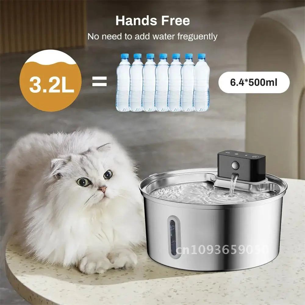 3L 5V Dogs Automatic Stainless Steel Rechargable Water Fountain Cat Drinker Sensor Pet Wireless Bowls Dispenser 4000mAh Battery