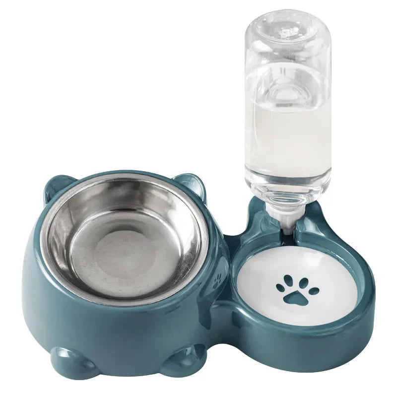 Pet Bowl Red Panda Bowl Pet Stainless Steel Dog Double Bowl Automatic Feeding and Drinking Fountain