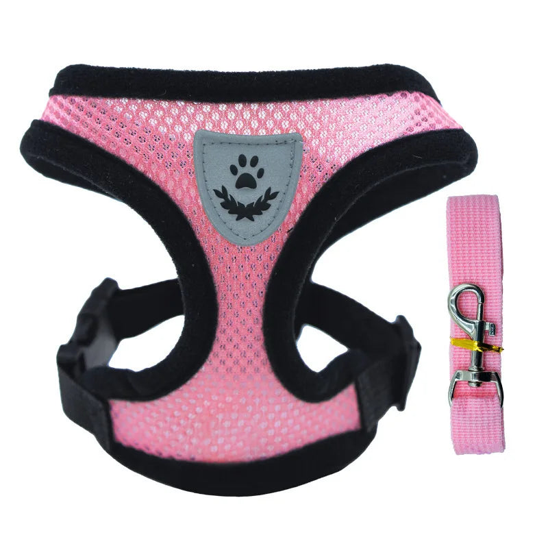 Cat Harness Vest Walking Lead Leash For Puppy dog Collar Polyester Adjustable Mesh Dog Harness For Small Medium Pet Accessories