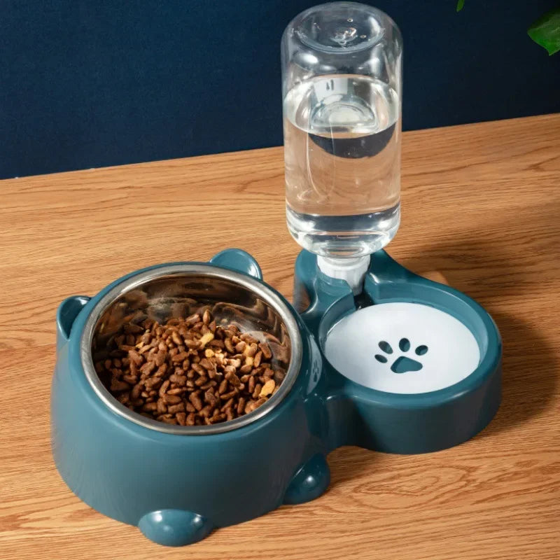 Pet Bowl Red Panda Bowl Pet Stainless Steel Dog Double Bowl Automatic Feeding and Drinking Fountain