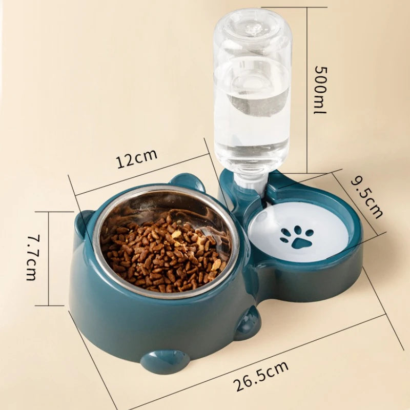 Pet Bowl Red Panda Bowl Pet Stainless Steel Dog Double Bowl Automatic Feeding and Drinking Fountain