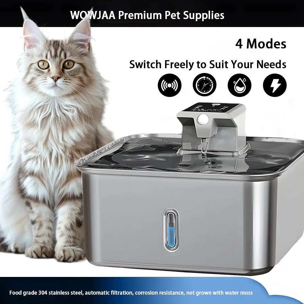 7L Smart Pet Water Fountain for Cats and Dogs with Automatic Sensor Quiet Circulation Multi Mode Filter Change Battery Indicator