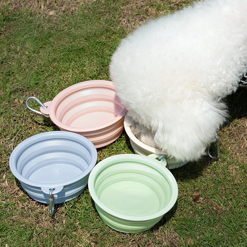 350ml/650ml/1000ml Collapsible Dog Bowl Outdoor Travel Pet Drinking Bowl for Dog Cats Folding Silicone Bowl Puppy Food Container