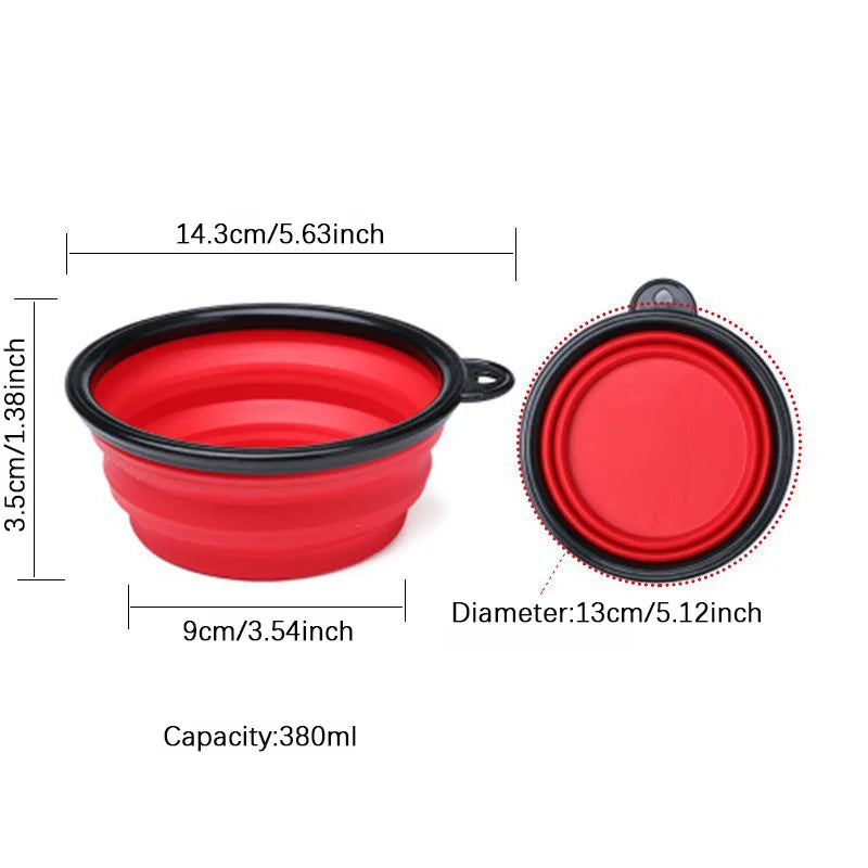 Portable Silicone Pet Bowl - Collapsible Dog Food & Water Dish with Carabiner, Summer Camping Feeder for Outdoor Travel