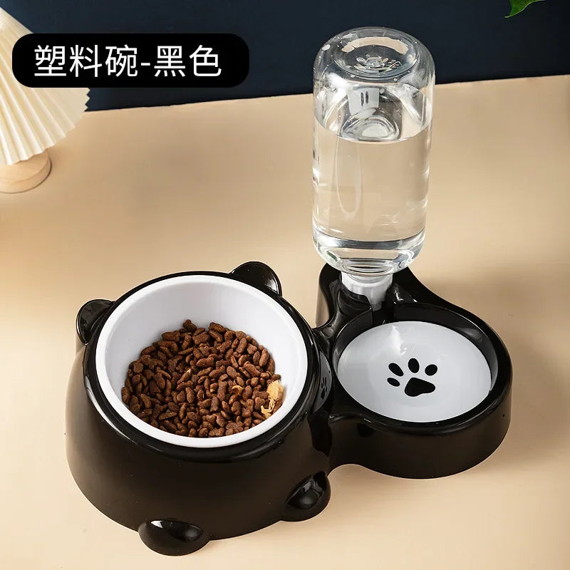 Pet Bowl Red Panda Bowl Pet Stainless Steel Dog Double Bowl Automatic Feeding and Drinking Fountain
