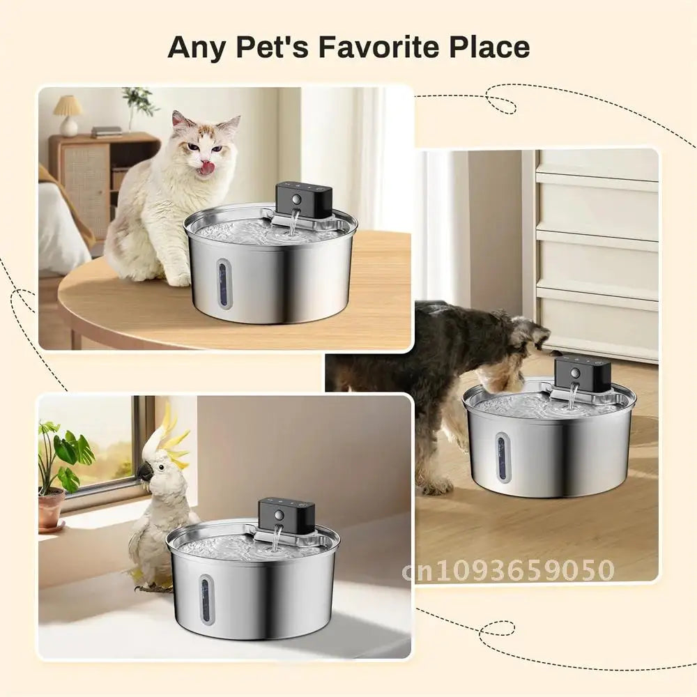 3L 5V Dogs Automatic Stainless Steel Rechargable Water Fountain Cat Drinker Sensor Pet Wireless Bowls Dispenser 4000mAh Battery