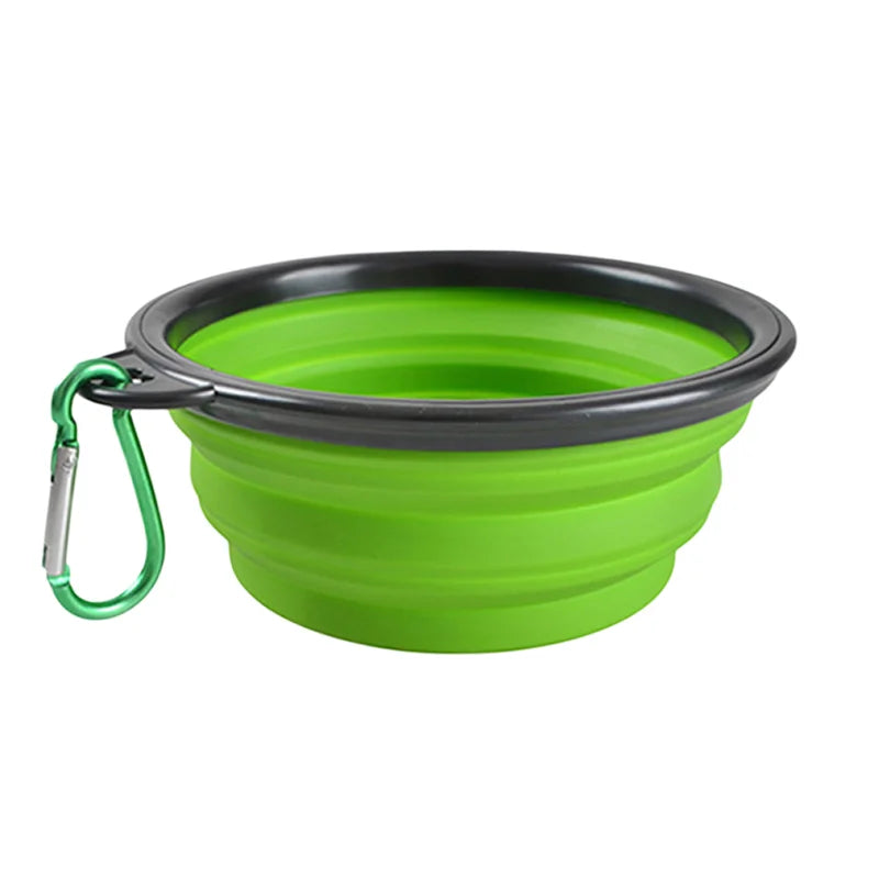 Portable Silicone Pet Bowl - Collapsible Dog Food & Water Dish with Carabiner, Summer Camping Feeder for Outdoor Travel