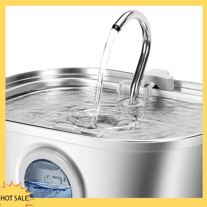 Cat Water Fountain With Water Level Window,Stainless Steel Automatic Pet Water Fountain,Dog Water Dispenser Durable ,EU Plug