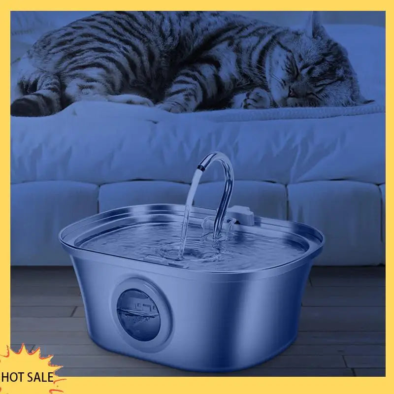 Cat Water Fountain With Water Level Window,Stainless Steel Automatic Pet Water Fountain,Dog Water Dispenser Durable ,EU Plug