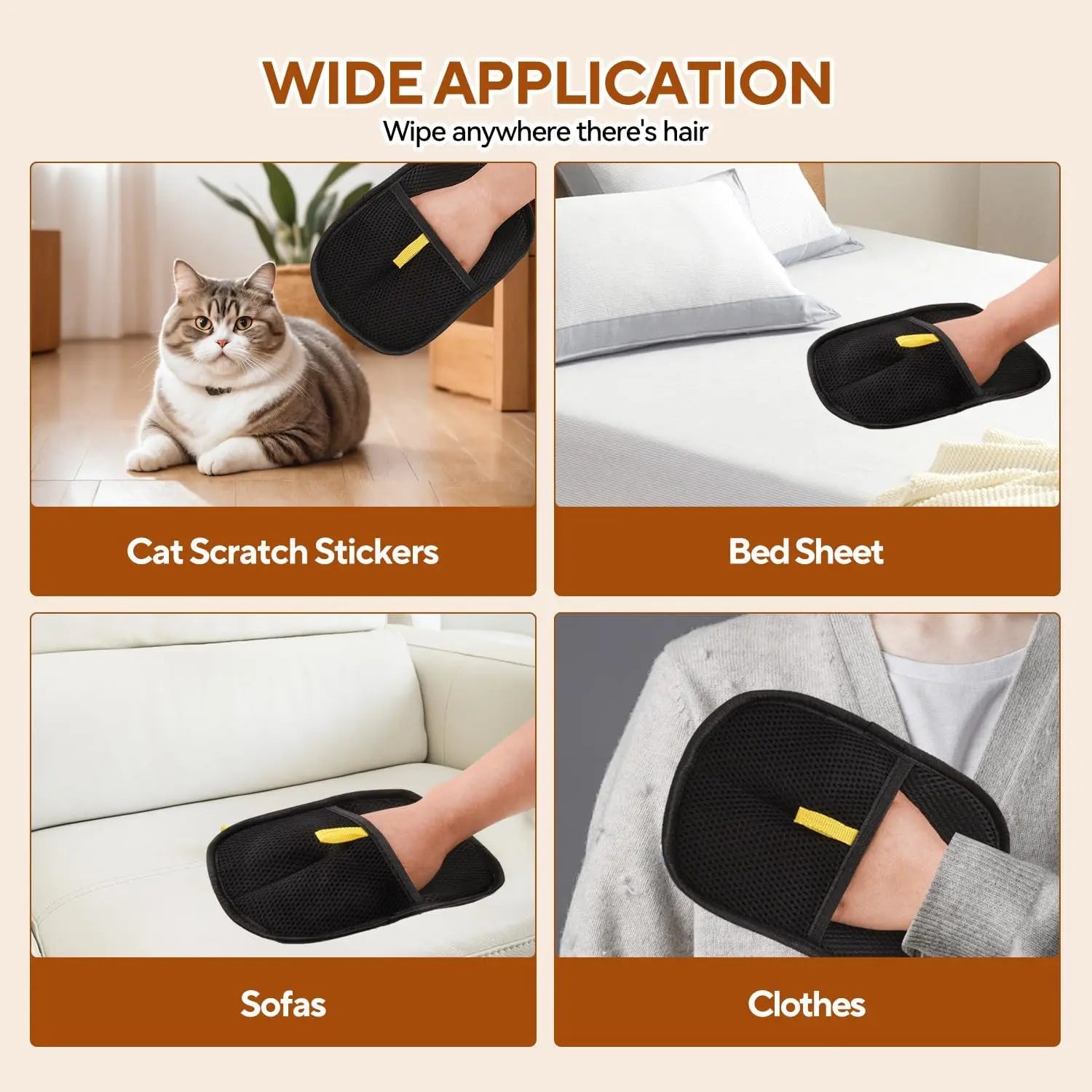 Pet Hair Removal Gloves - Reusable Static Grooming